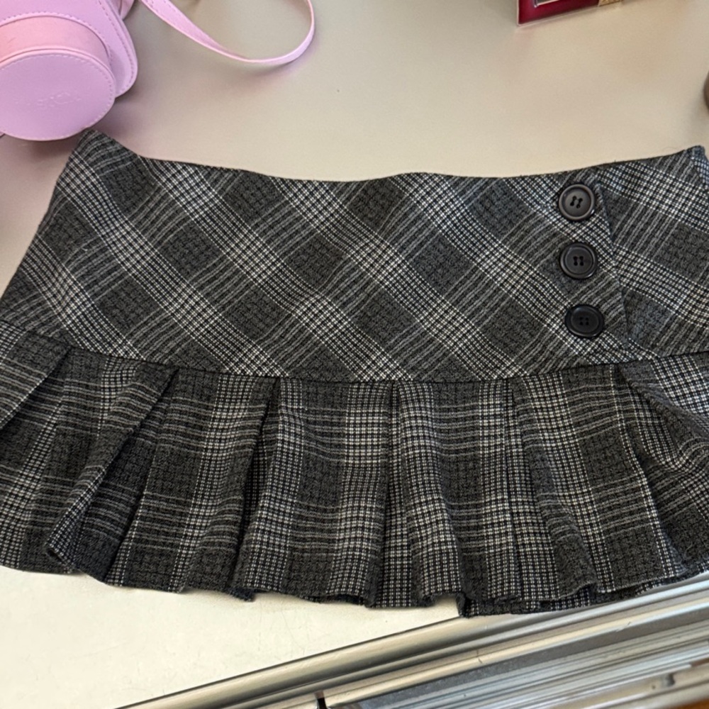 Plaid pleated school girl  Skirt - Gray